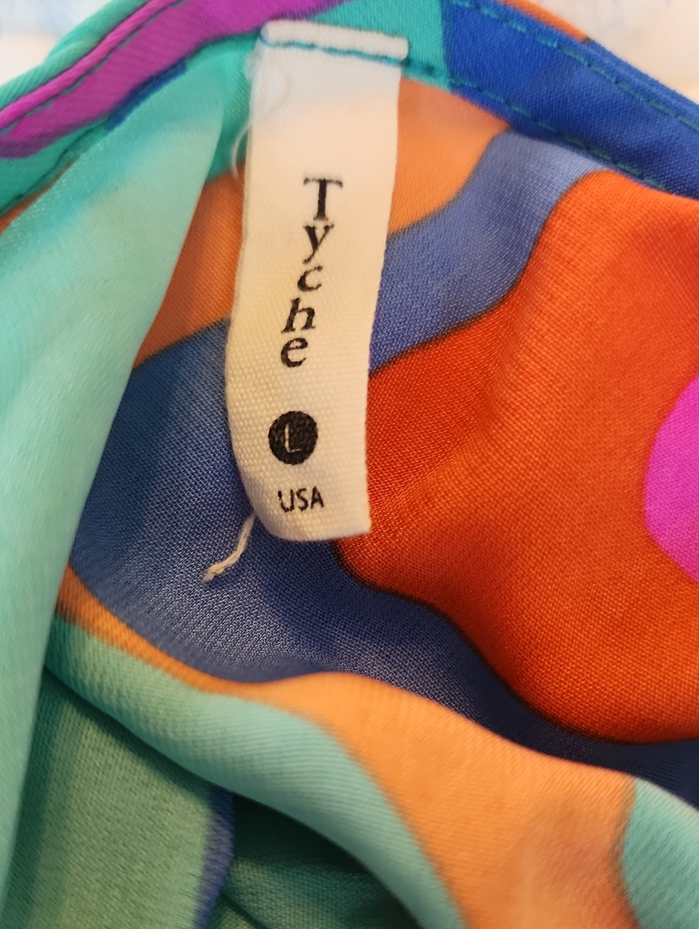 Tyche Womens One Shoulder Asymmetrical Dress Vibrant Turquoise Fuschia Orange - Picture 9 of 11